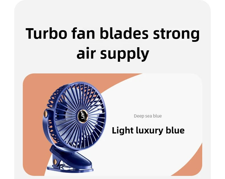1800mAh Clip Electric Fan 5 Speed Quiet Rechargeable Desktop Portable Air Circulator Wireless Fan with LED Light Camping Fans