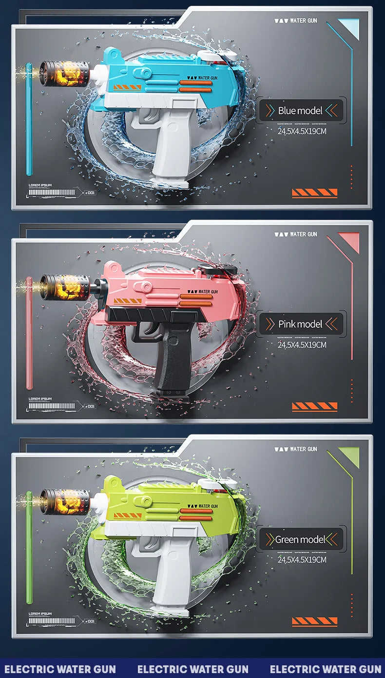 Electric UZI Flamethrower Water Gun Toy High-Power Full Automatic Water Shooter Outdoor Games for Kids Adults Summer Fun Toys