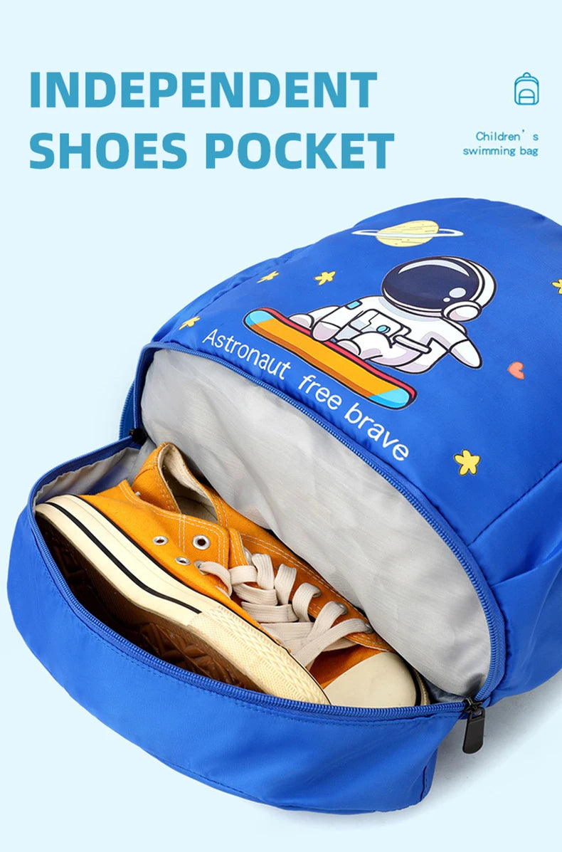 Kids Swimming Backpack Children Dry Wet Sports Gym Fitness Bag Waterproof Beach Shoulder Rucksack  Cartoon Travel Duffel Pack
