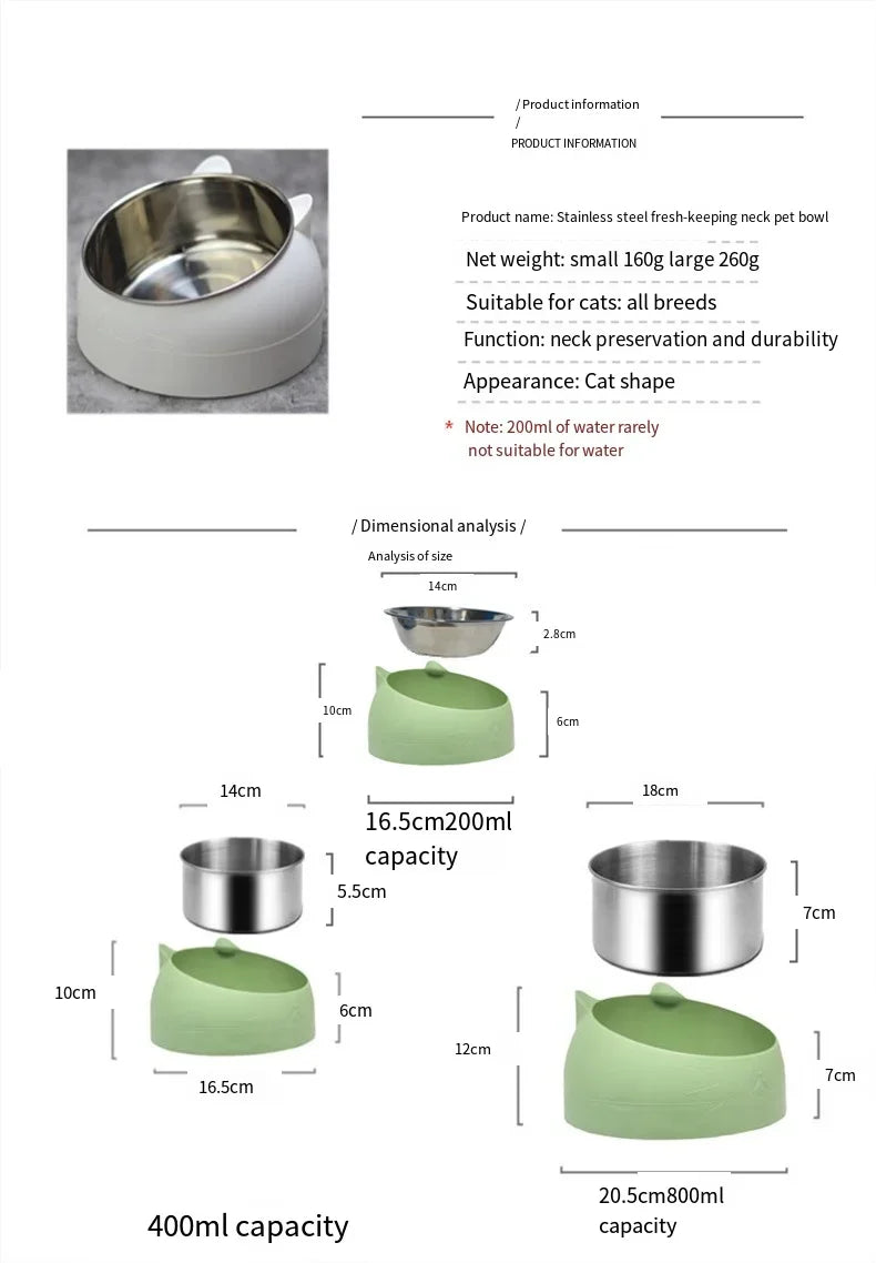 15-Degree Raised Stainless Steel Pet Bowl