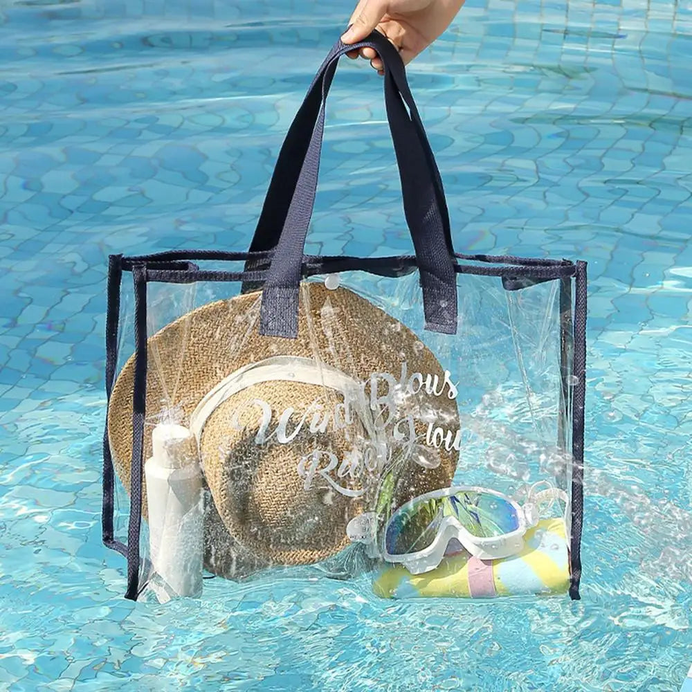 Waterproof Cosmetic Bag Fashionable Summer Storage Shoulder Bag Large Transparent Tote Bag For Women Swimming Beach