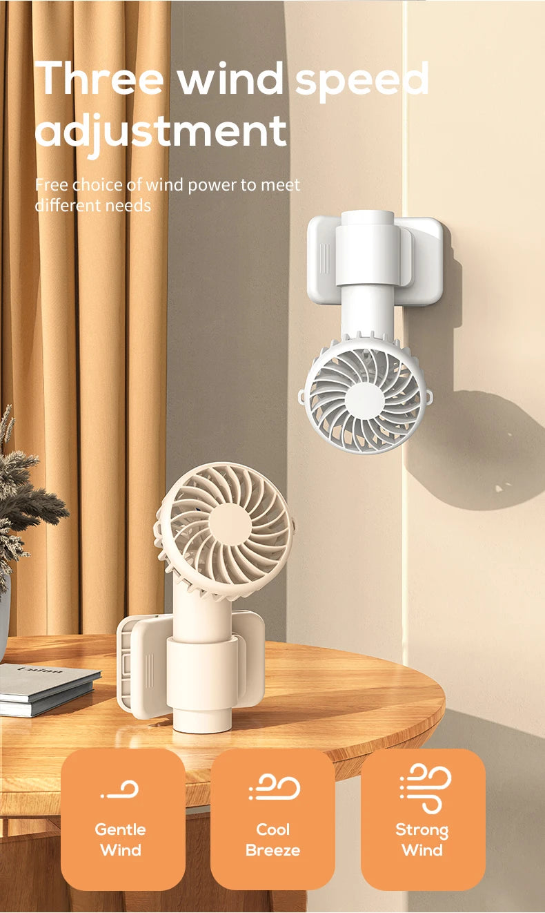 VISSKO Portable Mini Clip Fan USB Rechargeable Hand Held Fan Small Pocket Fan 3Speeds 1000mAh Multifunctional fan Ourdoor Summer