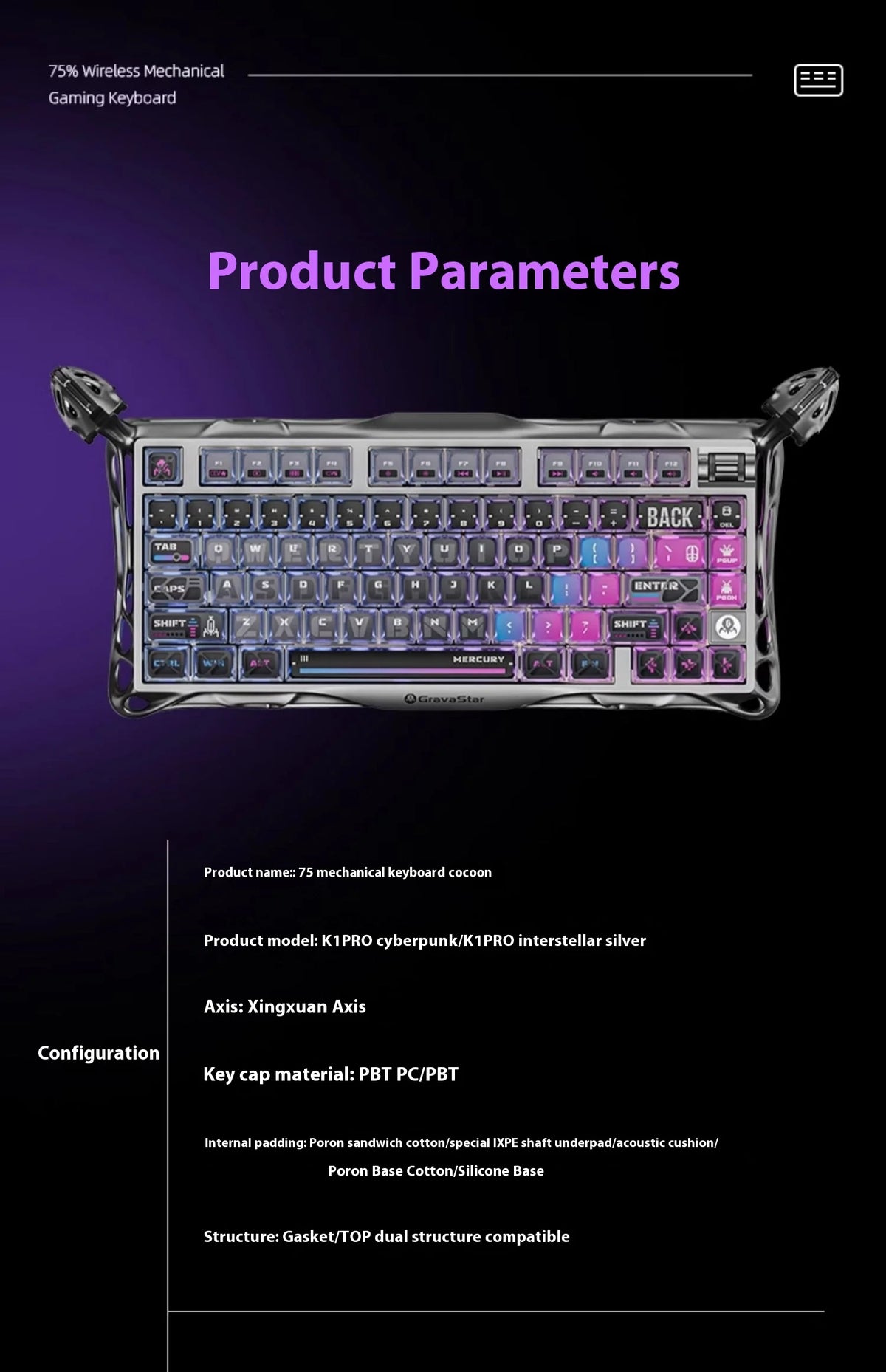 Gravity Planet Cocoon Breaking 75k1pro Mechanical Keyboard Competition Blog Manufacturing Aluminum Alloy Wireless Gaming Mouse