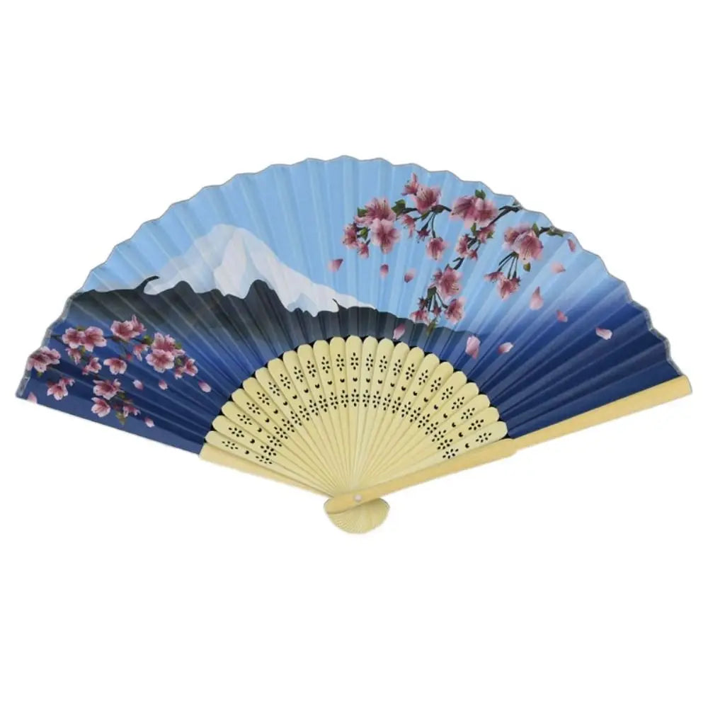 Portable Bamboo Folding Fan Bamboo Handle Japanese Style Props Fan Paper Home Decoration Fan