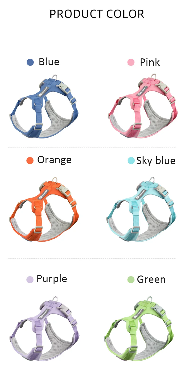 Makaron Series Dog Harness Leash Outdoor Walk Adjustable Pet Chest Strap Breathable Lightweight Pet Harness for Small Medium Dog