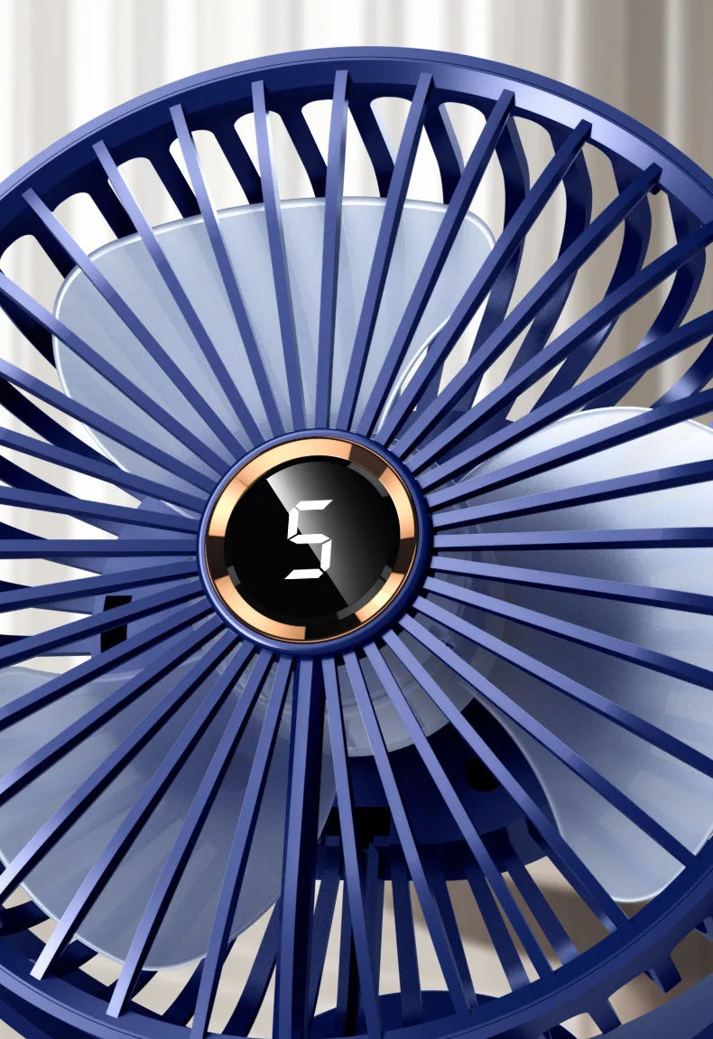 1800mAh Clip Electric Fan 5 Speed Quiet Rechargeable Desktop Portable Air Circulator Wireless Fan with LED Light Camping Fans