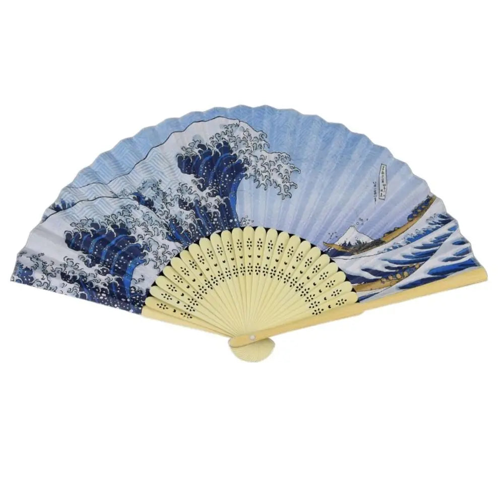 Portable Bamboo Folding Fan Bamboo Handle Japanese Style Props Fan Paper Home Decoration Fan