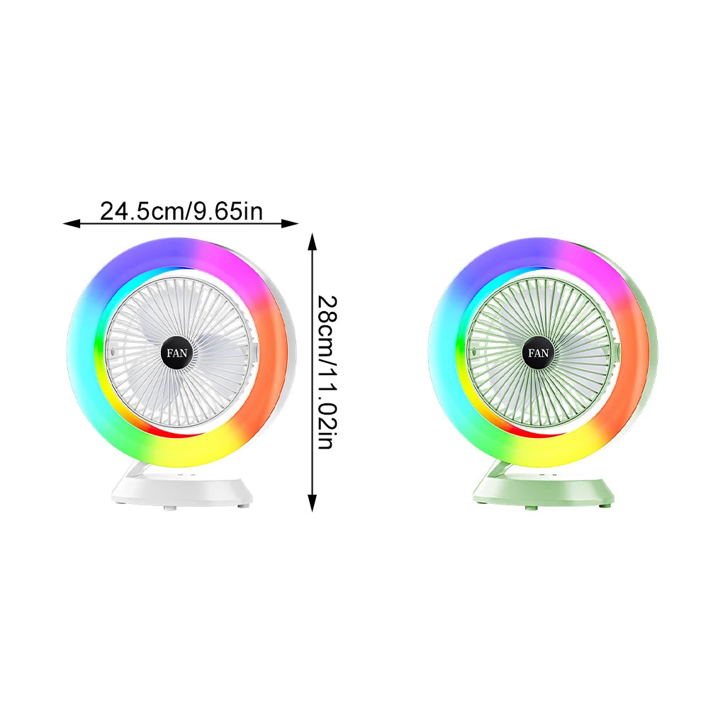 RGB Colorful Desktop Fan: Whisper - Quiet, Boasting Potent Wind Power in a Compact Design. The Ultimate Choice for Personal Cool