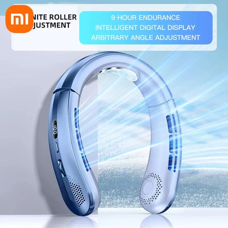 Xiaomi Portable Mini Hanging Neck Fan Digital Display Power Bladeless Fan Neckband Air Cooler USB Rechargeable Fan Cooling Tool