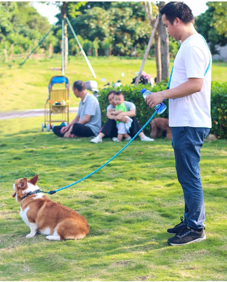 Dog Leash Hands Free Dogs Leash Reflective Leashes for Dog Walking Running Rope 2.4M Long Adjustable Double Leashes Dogs Ropes