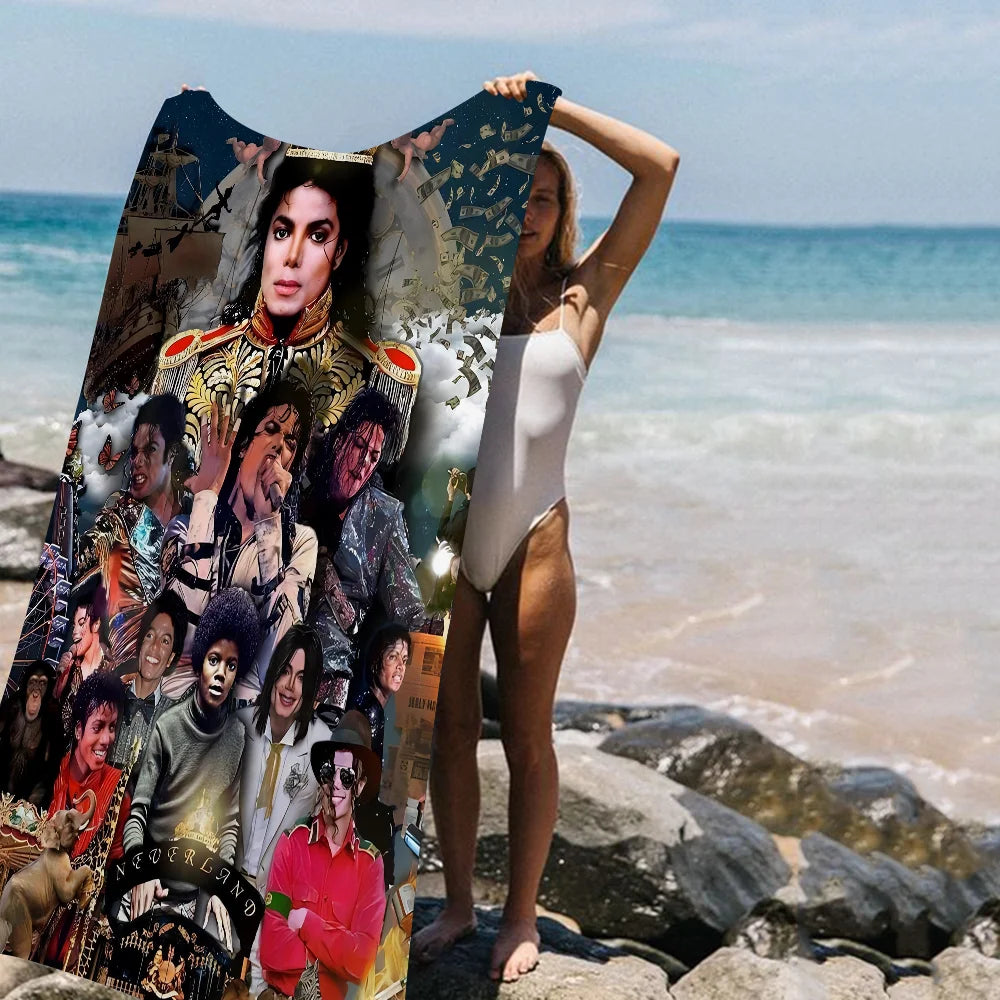 Michael Jackson Beach Towel Cartoon Cute Summer Kids Large Bath Pool Beach Towel Microfiber Absorbent for Swimming Travel