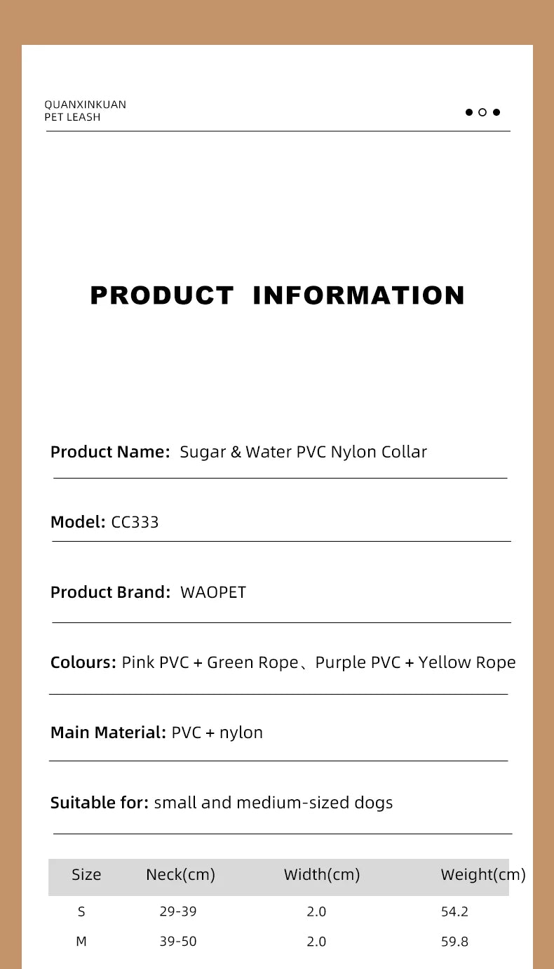 Pet Supplies Dog Collar For Small and Medium Dog Walking Sugar Color Series Cute style PVC Webbing Collar Leashes Set 2024 New