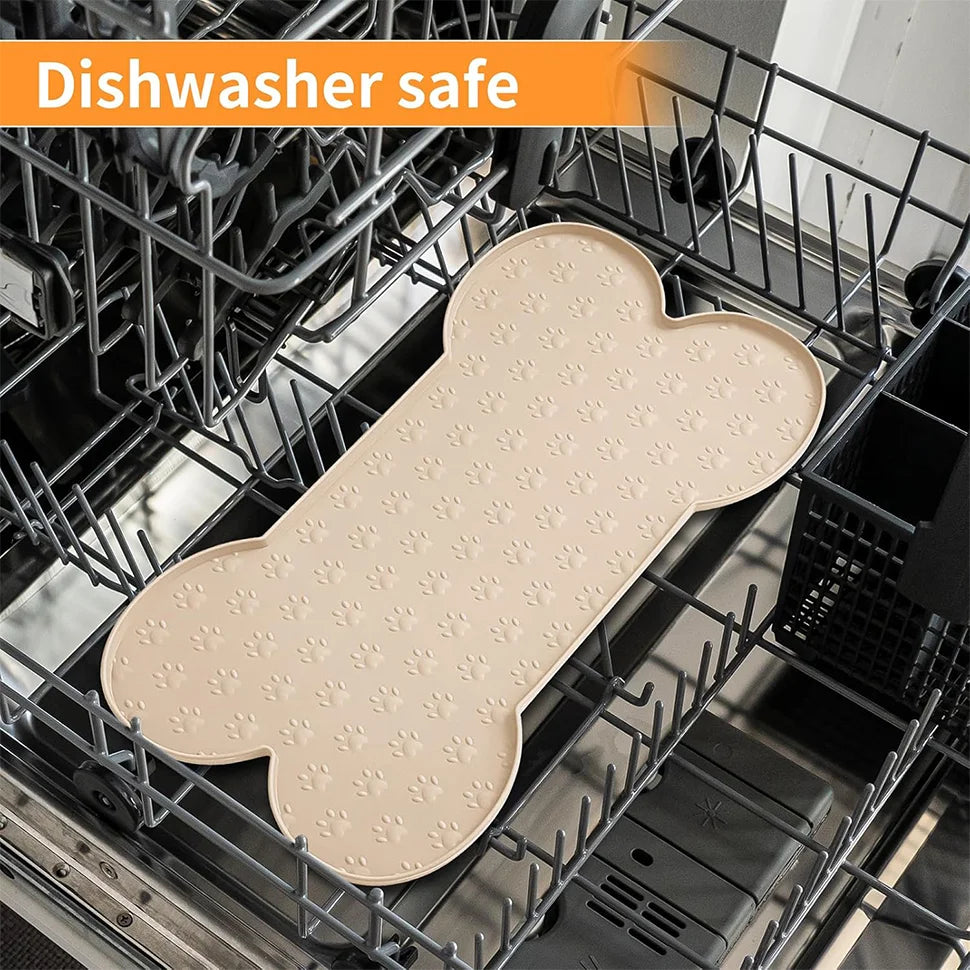 Dog Food Mat Anti-Slip Silicone Thicker Pet Placemat Waterproof Feeder Pad with Raised Edge Puppy  Feeding Mats