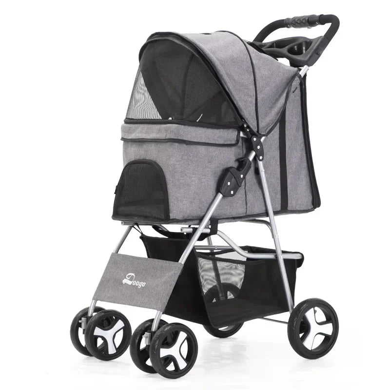 Pet Stroller with Sunroof -Foldable, lightweight, Single Handed, size S M L
