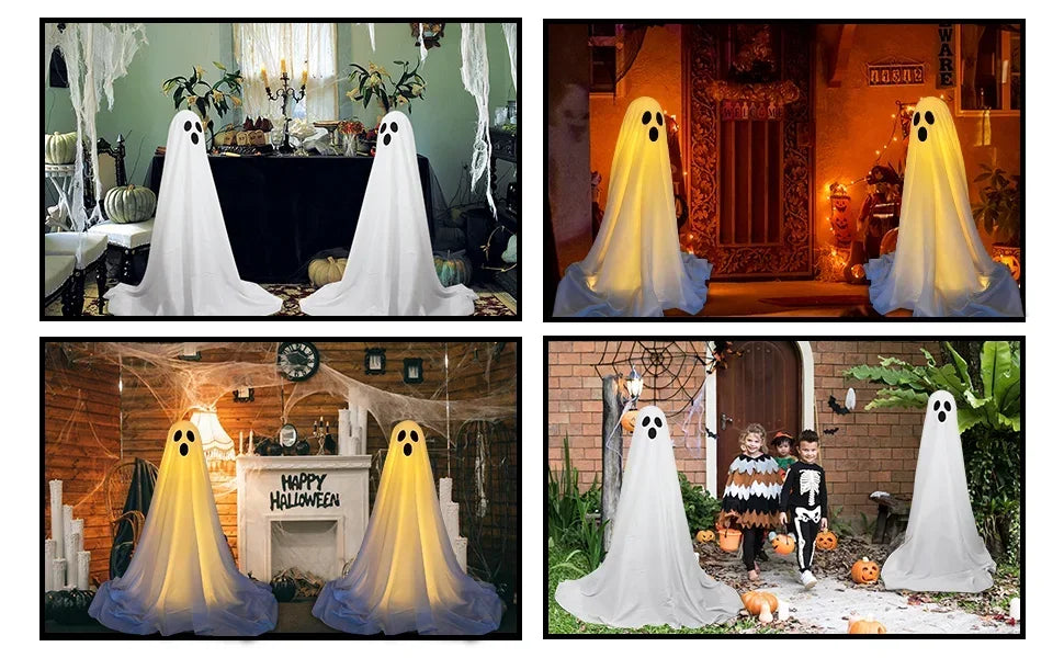 Ghost Spooky Halloween Decor Battery Light Home Ghost Front Porch Yard Courtyard Standing Halloween Horror Decoration