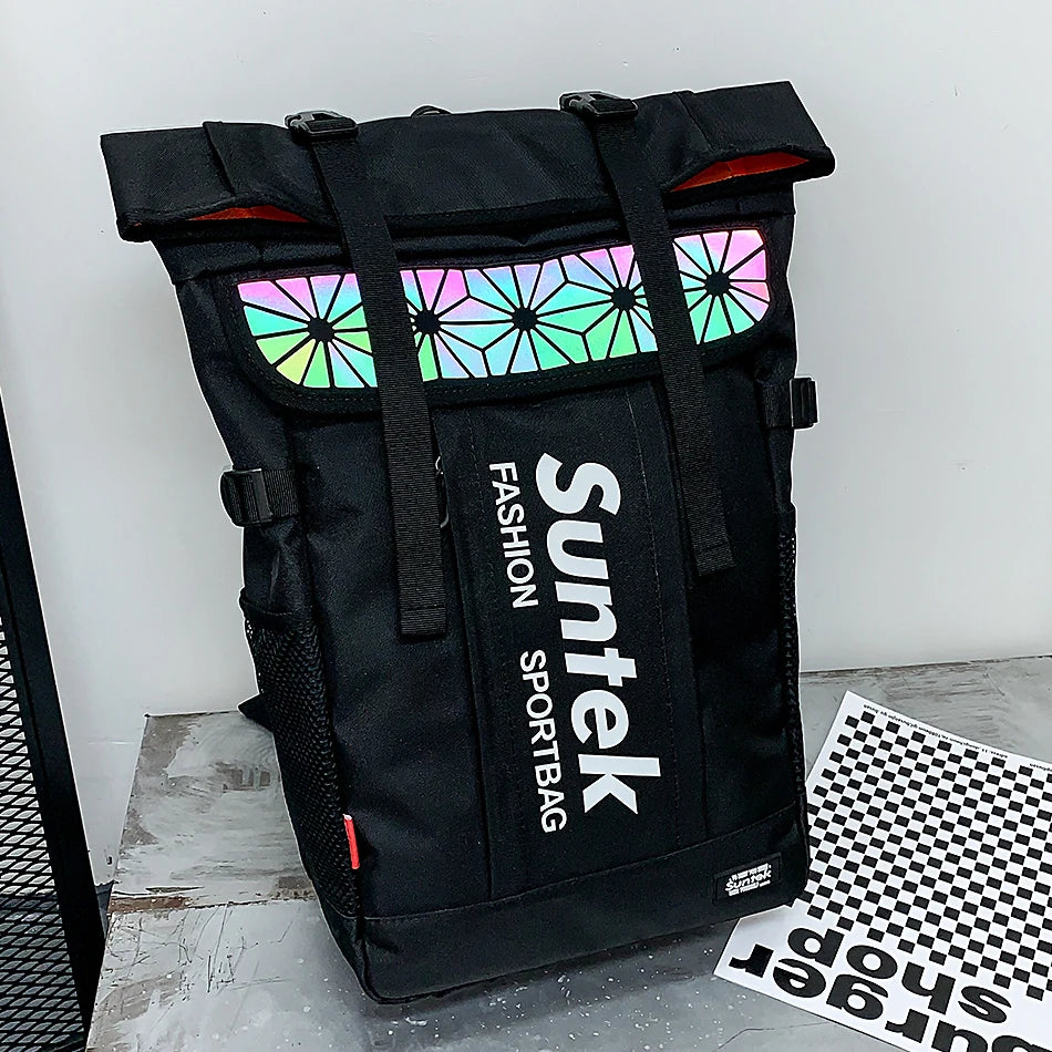 Youth Holographic Reflection Backpacks Fashion Urban Man Backpack Trend Brand Men's Travel Backpack Large Capacity School Bags