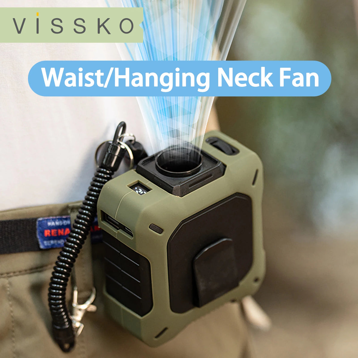 VISSKO 8000mAh Hanging Neck/Waist Fan USB Mini Portable Rechargeable Fan For Outdoor Camping Hiking Climbing Running Sports