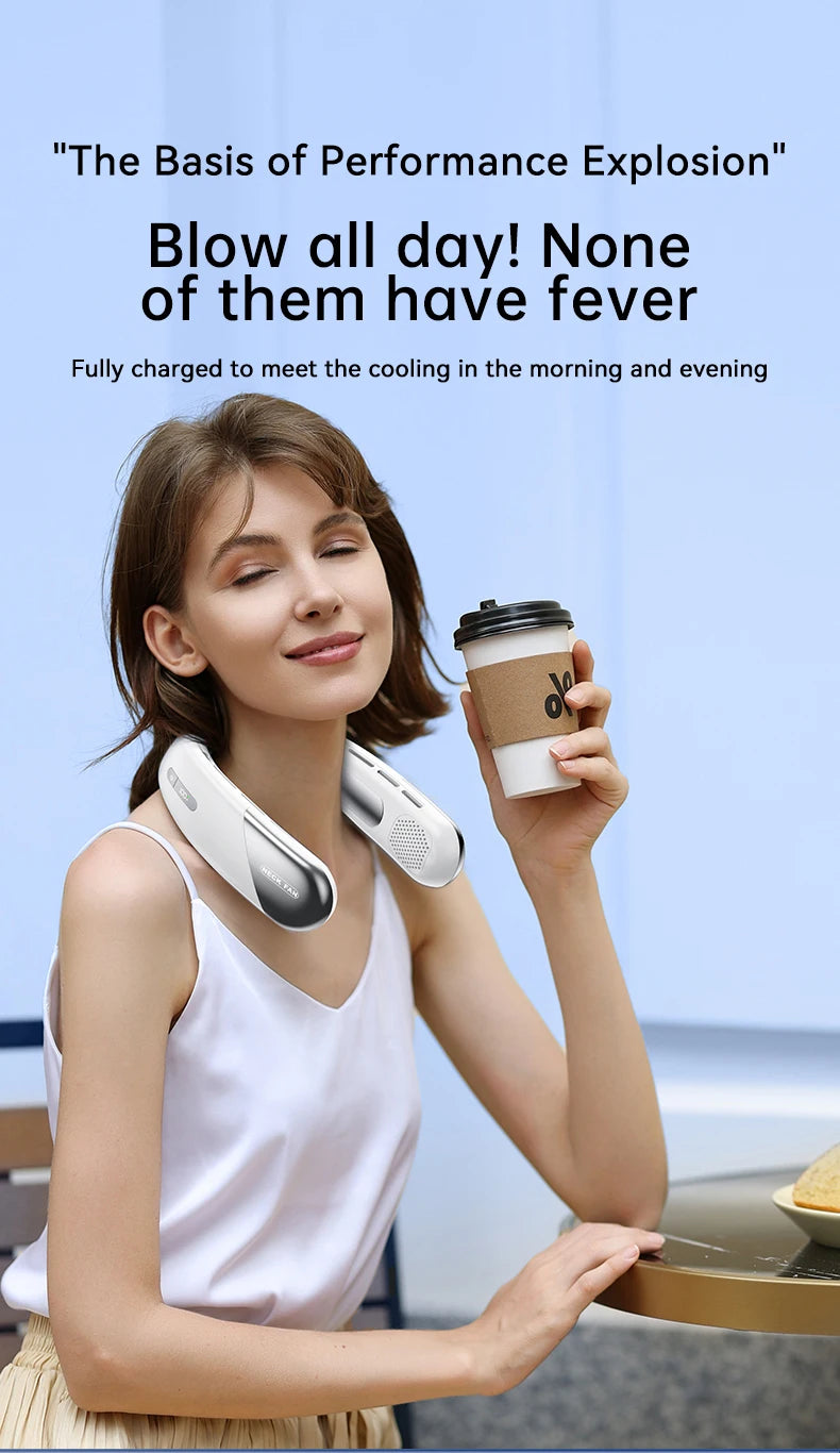 Portable Neck Fans for Outdoors Sports Rechargeable USB Mini Air Conditioner Fan Bladeless Neck-hanging Cooling Fan Air Cooler