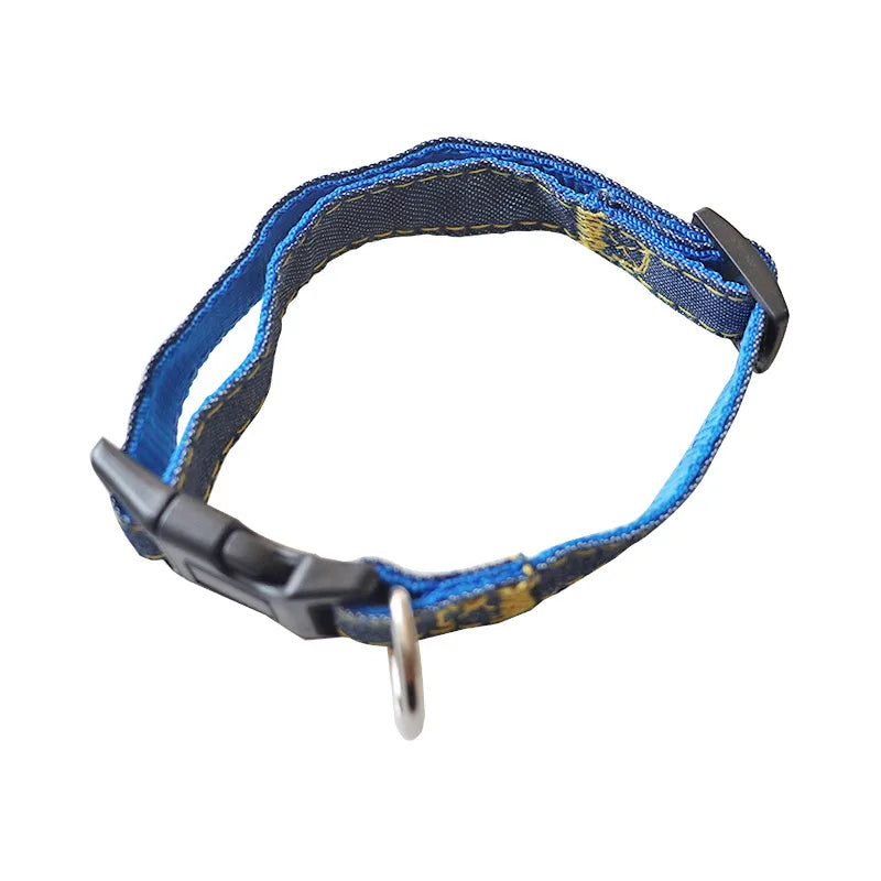 Dog Leash Harness Adjustable Collar Set Denim Pet Lead Vest for Small Medium Large Dogs Pet Cat Lead for Walking Training
