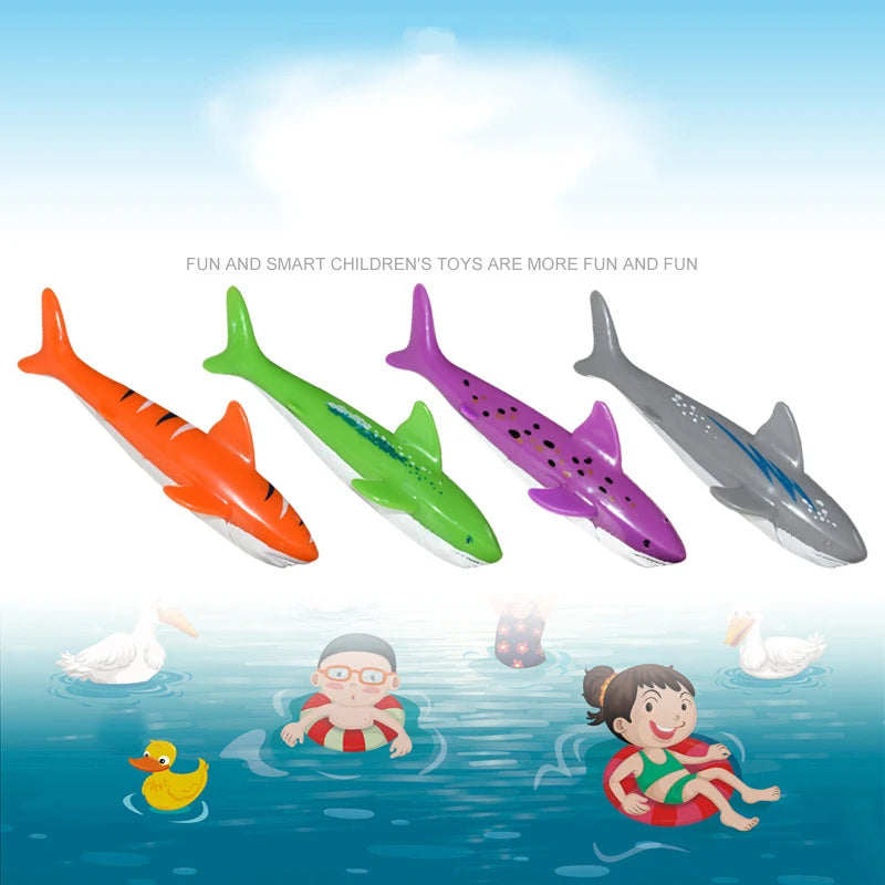 Kids Summer Shark Rocket Throwing Toy Swimming Pool Dive Game Water Fun Games Pool Toys Baby Water Educational Bath Toys Gifts