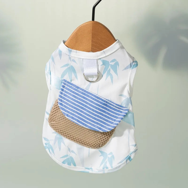 Summer Dog Cool Clothes Fashion Dog Vest Breathable Puppy Sunscreen Clothing Cute Print Cat Vest with Pocket Pet Pullovers Shirt