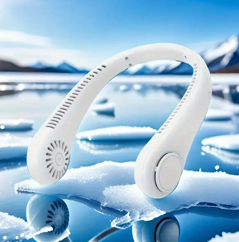 New Mini Neck Fan Portable Bladeless Hanging Neck 1200mAh Rechargeable Air Cooler 3 Speed Mini Summer Sports Fans