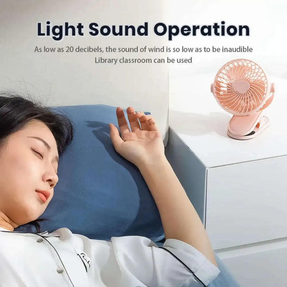 12-48h Table Mini Fan with Sturdy Clamp Rechargeable USB 3 Speeds Sleeping Mute for Bathroom Kitchen Student Dormitory 10000mAh