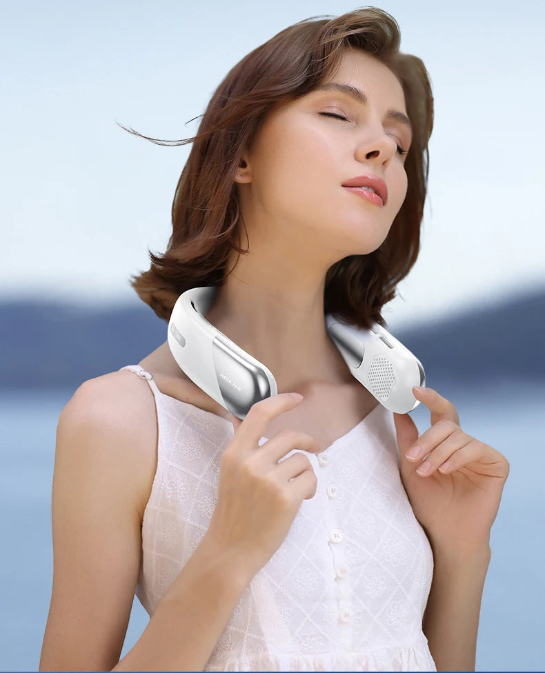 Portable Neck Fans for Outdoors Sports Rechargeable USB Mini Air Conditioner Fan Bladeless Neck-hanging Cooling Fan Air Cooler