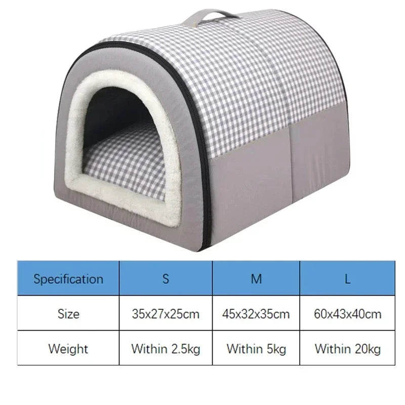 Pet Dog House Soft Cozy Pet Sleeping Bed for Small Medium Dogs Cats Foldable Removable Puppy Nest Portable Kennel Pet Supplies