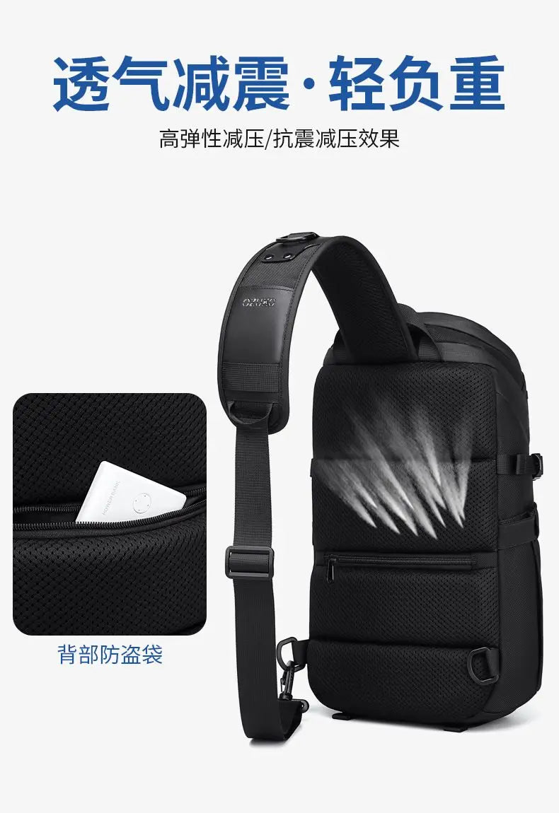 Ozuko Chest Bag Cross bag men Waterproof USB Man Crossbody Bag Anti-Theft Short Travel Messenger Sling Fashion Designer