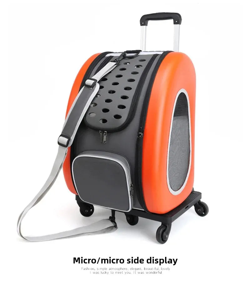 Outdoor Travel Tugboat Draw-Bar Pet Bag - Can be Used as a Pull Bag, Backpack, or Side Bag