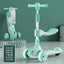 Children's Scooter Can Sit, Ride and Slide Three-in-One Foldable Scooter for Boys and Girls Kick Foot Scooter
