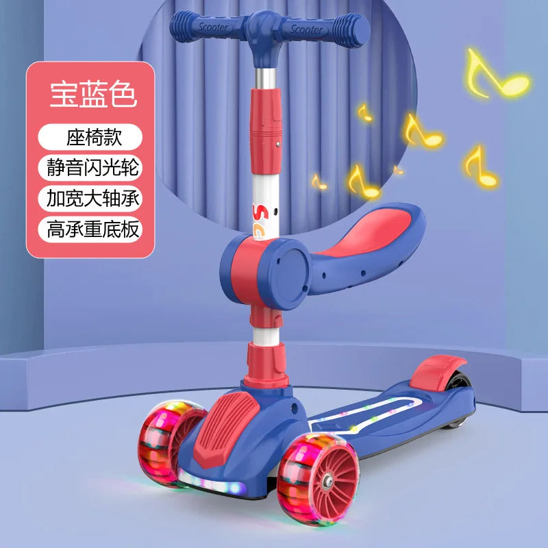 Cycling City 2-12 Years Old Children's Scooter Foldable Scooter With Music Light 3-wheel Scooter 4-speed Adjustable Balance Car
