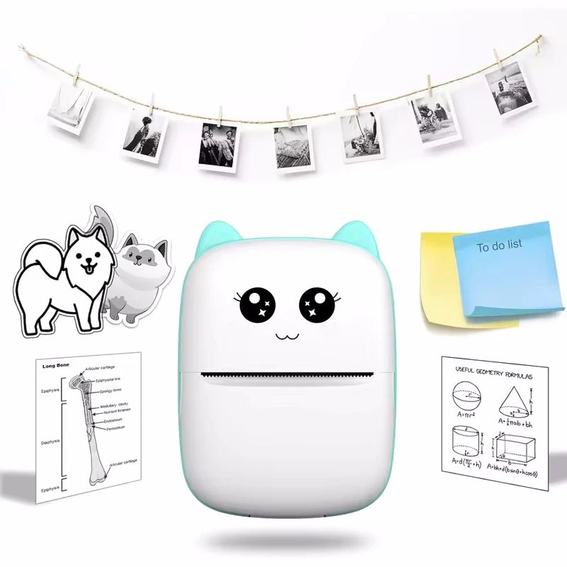 Portable Thermal Printer Mini Cat Print Photo Pocket Thermal Label Printer 58Mm Printing Wireless Bluetooth Android Ios Printers-ADS1402