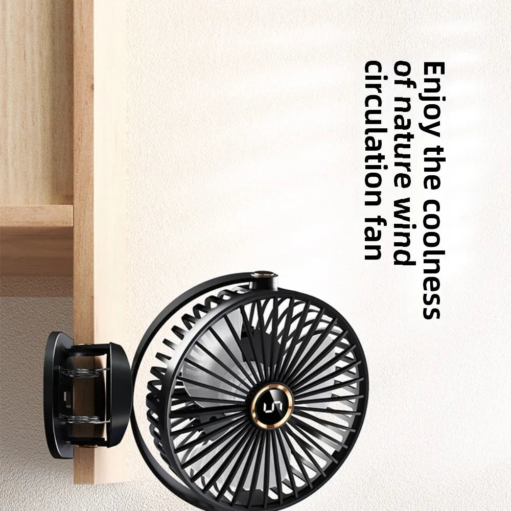 1800mAh Clip Electric Fan 5 Speed Quiet Rechargeable Desktop Portable Air Circulator Wireless Fan with LED Light Camping Fans
