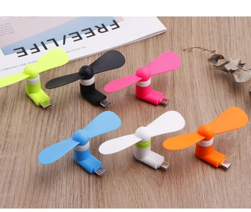 Creative Mini Portable Micro Fan Mobile Phone Mini Fan Charging Treasure Cooling Fan USB Gadget Fans Tester For Type-C