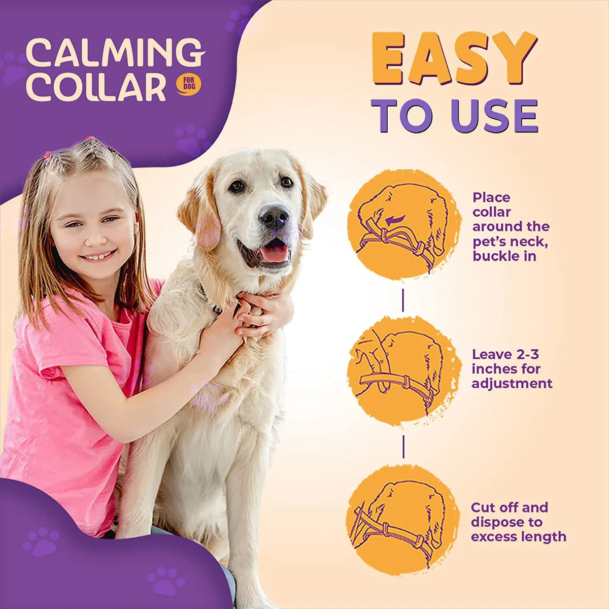 Pet Calm Collar Cat Dog Soothe Collar Adjustable Neck Strap Relieve Anxiety Remove Restlessness Protection Relax Pet Supplies