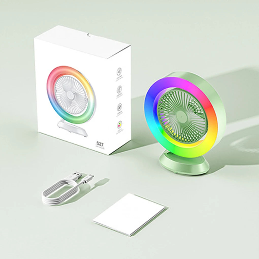 RGB Colorful Desktop Fan: Whisper - Quiet, Boasting Potent Wind Power in a Compact Design. The Ultimate Choice for Personal Cool