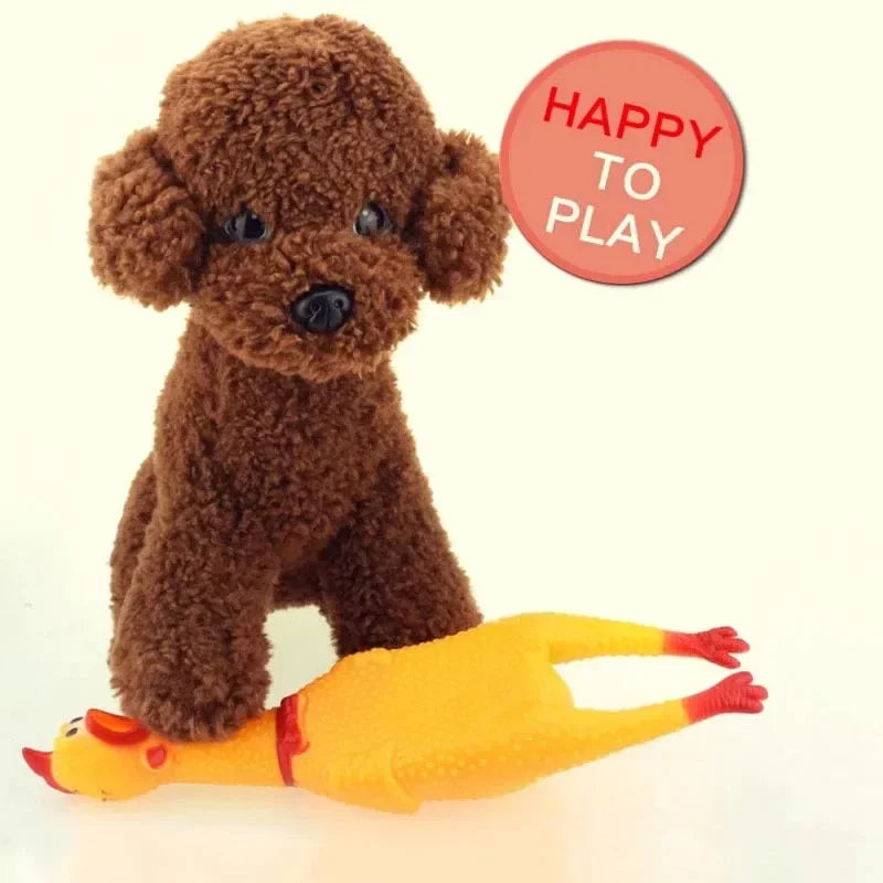 Novelty Yellow Screaming Chicken Dog Toy-Durable Rubber Squeaker for Boredom Relief Bite-Resistant Chew Toy for Small/Medium Dog