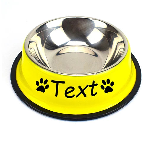 Personalized Stainless Steel Pet Bowls - Custom Name, Non-Slip, Colorful, Multi-Size