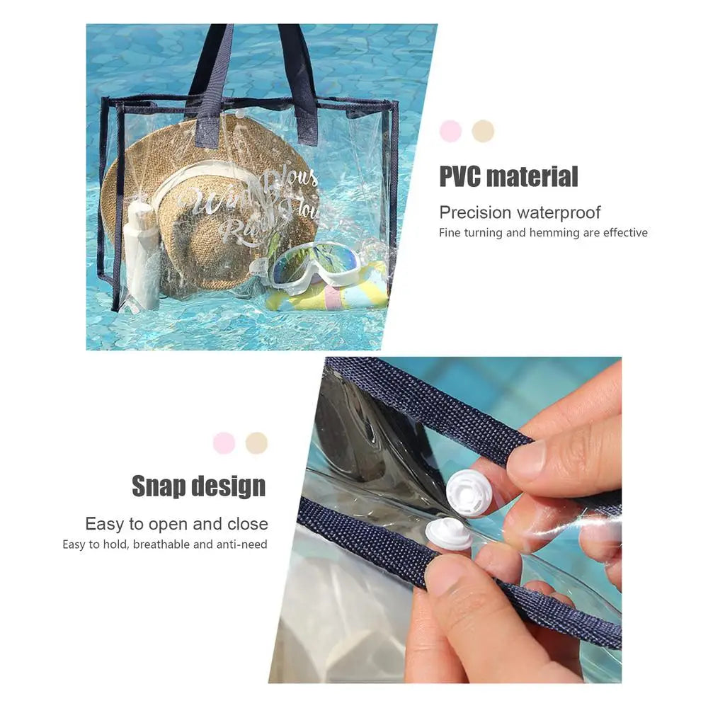 Waterproof Cosmetic Bag Fashionable Summer Storage Shoulder Bag Large Transparent Tote Bag For Women Swimming Beach