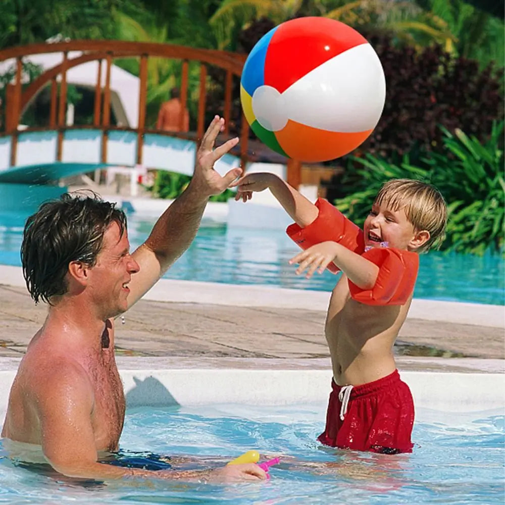 PVC Inflatable Beach Ball Swimming Pool Toy 40cm Big Rainbow Beach Ball 30cm Colourful Inflatable Pool Ball Kids