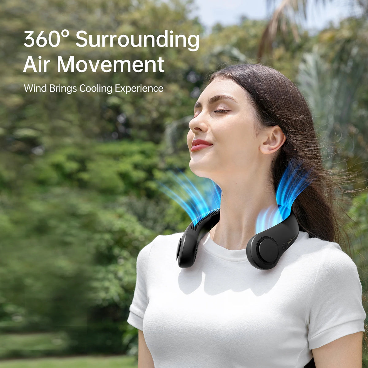 JISULIFE Portable Neck Fan,Hands-Free Bladeless, 5 Speeds,4000 mAh Rechargeable Battery,Twistable Operated Wearable Neckband Fan