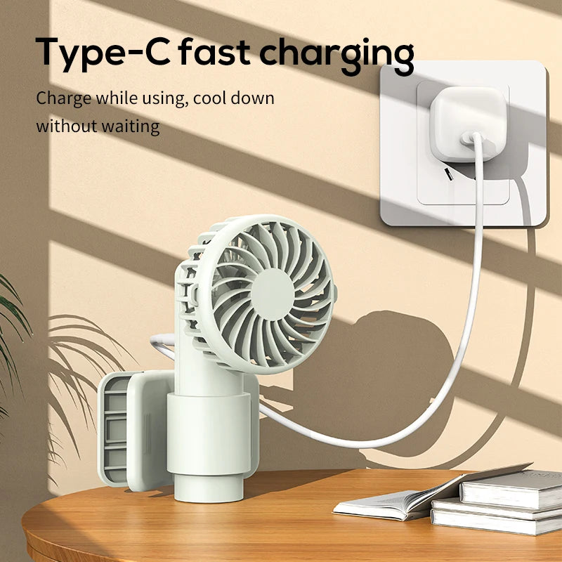 VISSKO Portable Mini Clip Fan USB Rechargeable Hand Held Fan Small Pocket Fan 3Speeds 1000mAh Multifunctional fan Ourdoor Summer