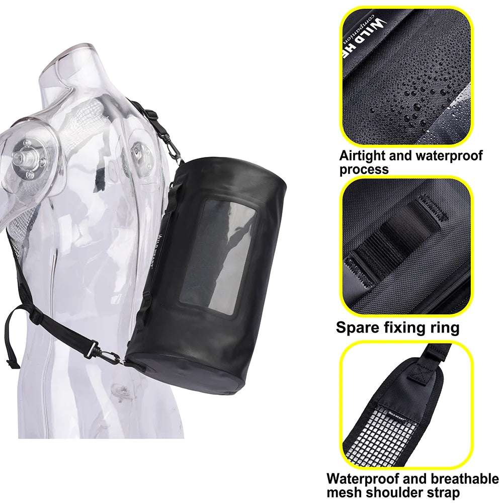 WILD HEART 15L Swimming Waterproof Bag Surf Bag Floating Bag Breathable Shoulder Strap Airtight Zipper Dry Bag