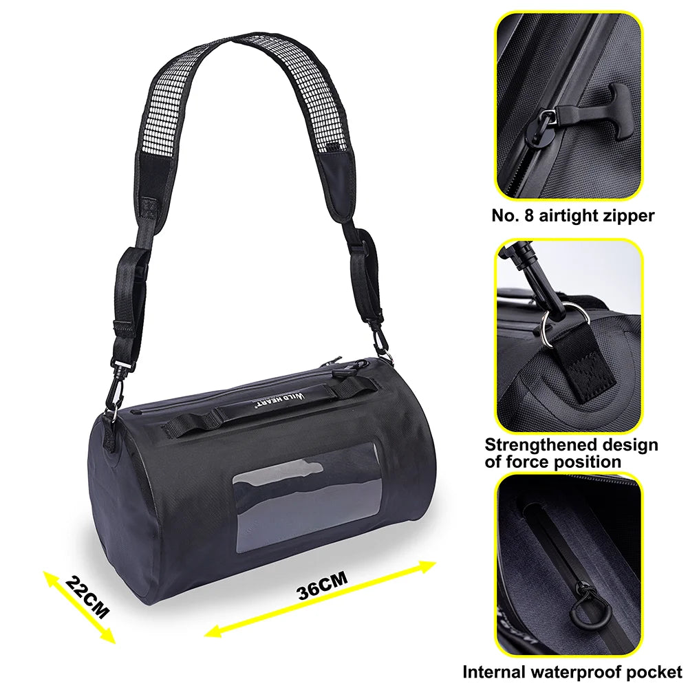 WILD HEART 15L Swimming Waterproof Bag Surf Bag Floating Bag Breathable Shoulder Strap Airtight Zipper Dry Bag