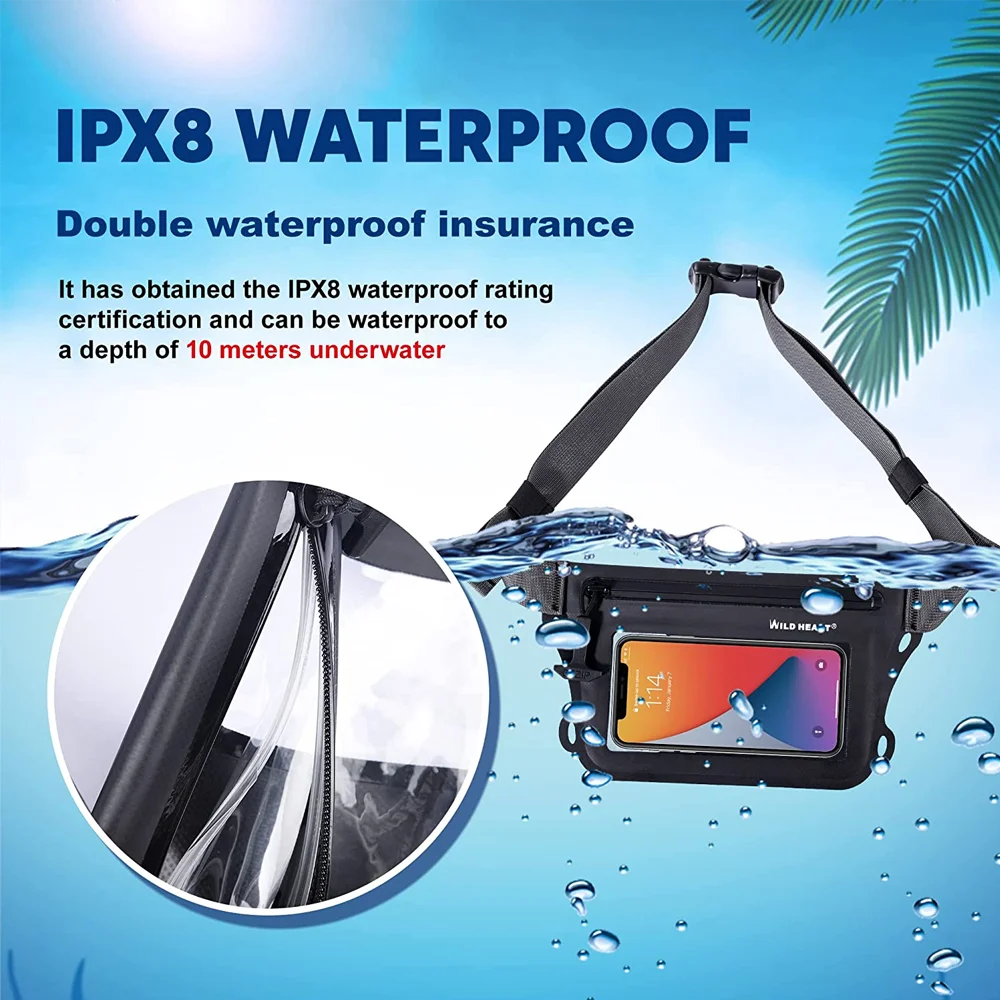 WILD HEART 15L Swimming Waterproof Bag Surf Bag Floating Bag Breathable Shoulder Strap Airtight Zipper Dry Bag