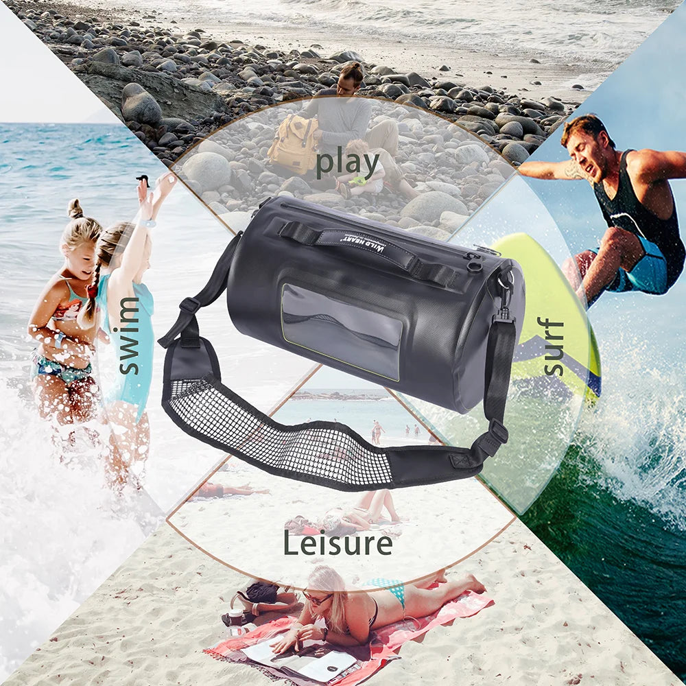 WILD HEART 15L Swimming Waterproof Bag Surf Bag Floating Bag Breathable Shoulder Strap Airtight Zipper Dry Bag