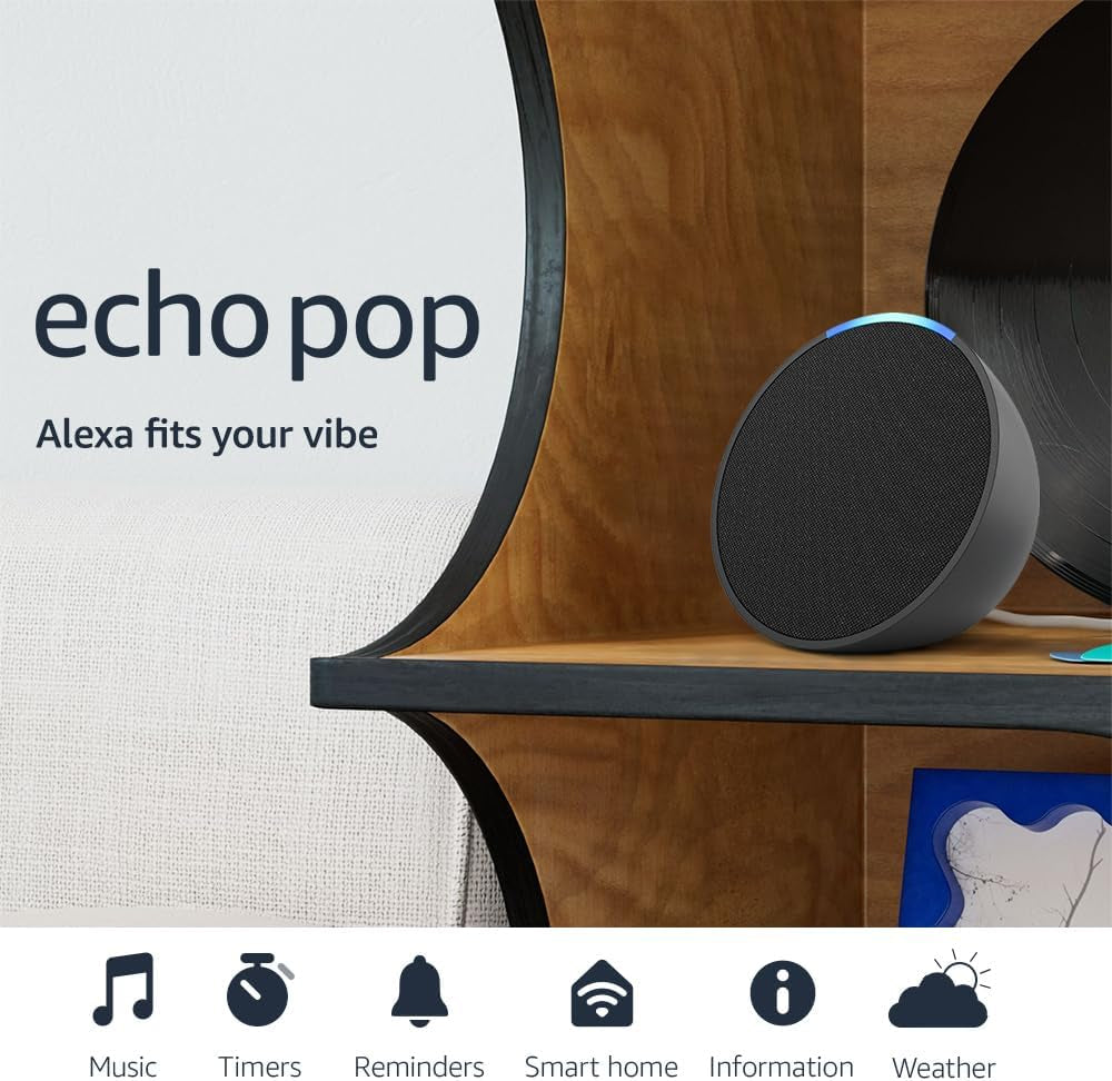 Echo Pop (Newest Model), Our Smallest Alexa Speaker, Fits in Any Room, Lavender Bloom