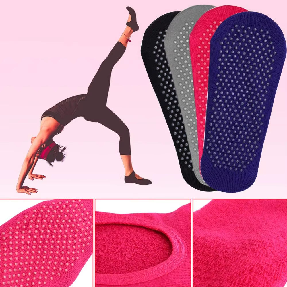 Backless Non-Slip Fitness Pilates Socks Cotton Women Sport Yoga Socks Ballet Dance Slippers Barefoot Sock Workout for Gym